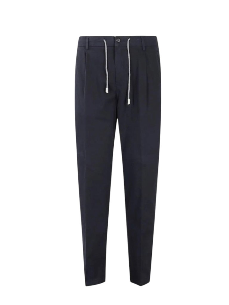 Eleventy Drawstring Trouser Pants Slacks Mens 36 Navy Blue Wool Flap Pockets